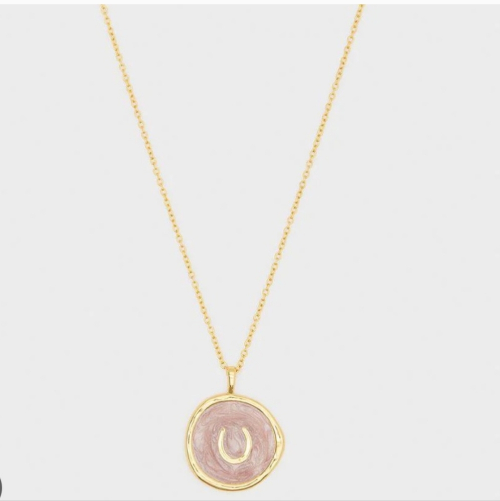 Gorjana Horseshoe Gold and Pink Necklace